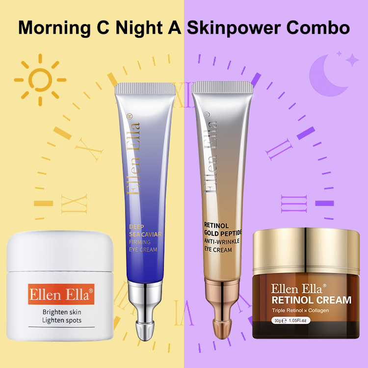 ELLEN ELLA Morning and Night Skin Power Combo - skin care routine steps- first eye cream then face cream