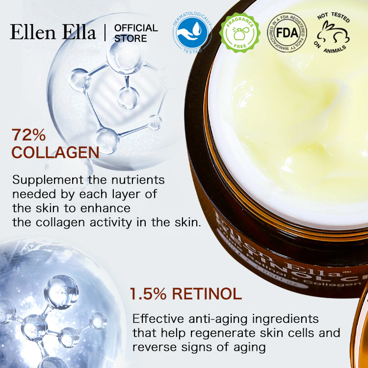 Buy 1 get 3 free - Upgrade Ellen Ella Retinol Face Cream - Effect increased by 50% - Help reveal smoother, firmer-looking skin with this gentle retinol treatment